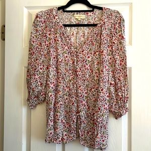 Cynthia Rowley Sz L Floral Blouse